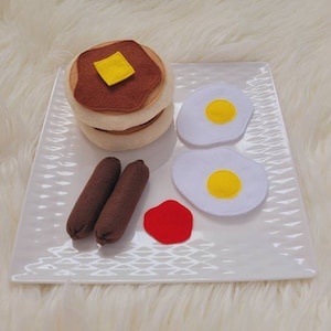 Felt breakfast set, felt food, felt pancakes, felt sausage, felt egg, pretend play , Christmas present