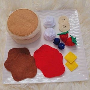 Felt pancakes,  felt breakfast set, felt pancake stack, felt food, pretend play, felt activities