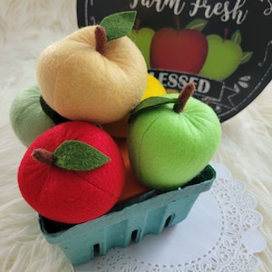 Felt apples ,felt Fruits, felt food , fake apples ,pretend play apples image 10