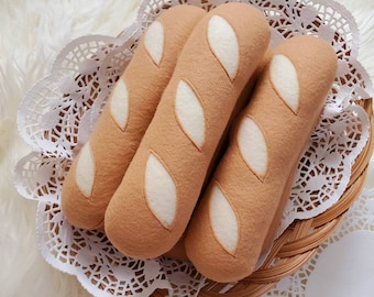 Felt baguette, felt bread ,felt Food, pretend play kitchen