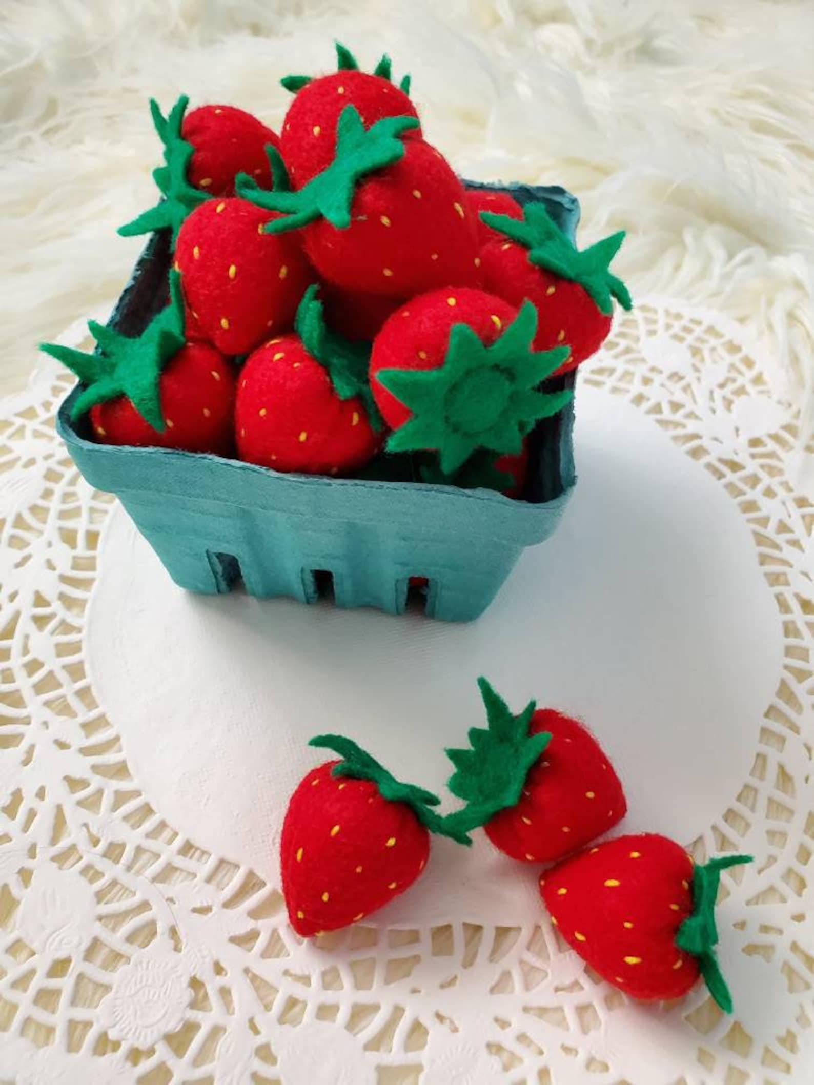Felt Strawberries Felt Food Felt Fruits Felt Berries Etsy