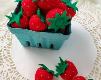 Felt strawberries,  felt food , felt fruits , felt berries