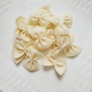 Felt bow-tie pasta, felt pasta, felt food,  felt dinner set
