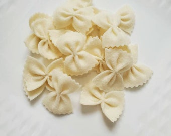 Felt bow-tie pasta, felt pasta, felt food,  felt dinner set