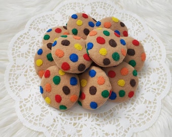 Felt cookies,Felt food, m&m felt cookies, pretend food cookies , toy cookies