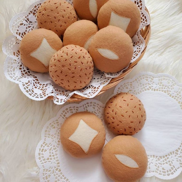 Felt buns, felt bread , felt food, pretend bakery