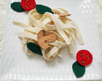 Felt pasta dinner , pretend play food , felt pasta , felt food, felt spaghetti, felt fettuccine