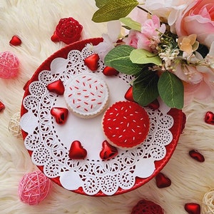 Felt Valentines Sugar cookies (set of 2 ), Felt Valentines decor , Tiered tray decor