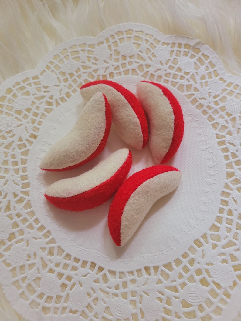 Felt apple slices, Felt food , Felt Fruits , felt desert image 1