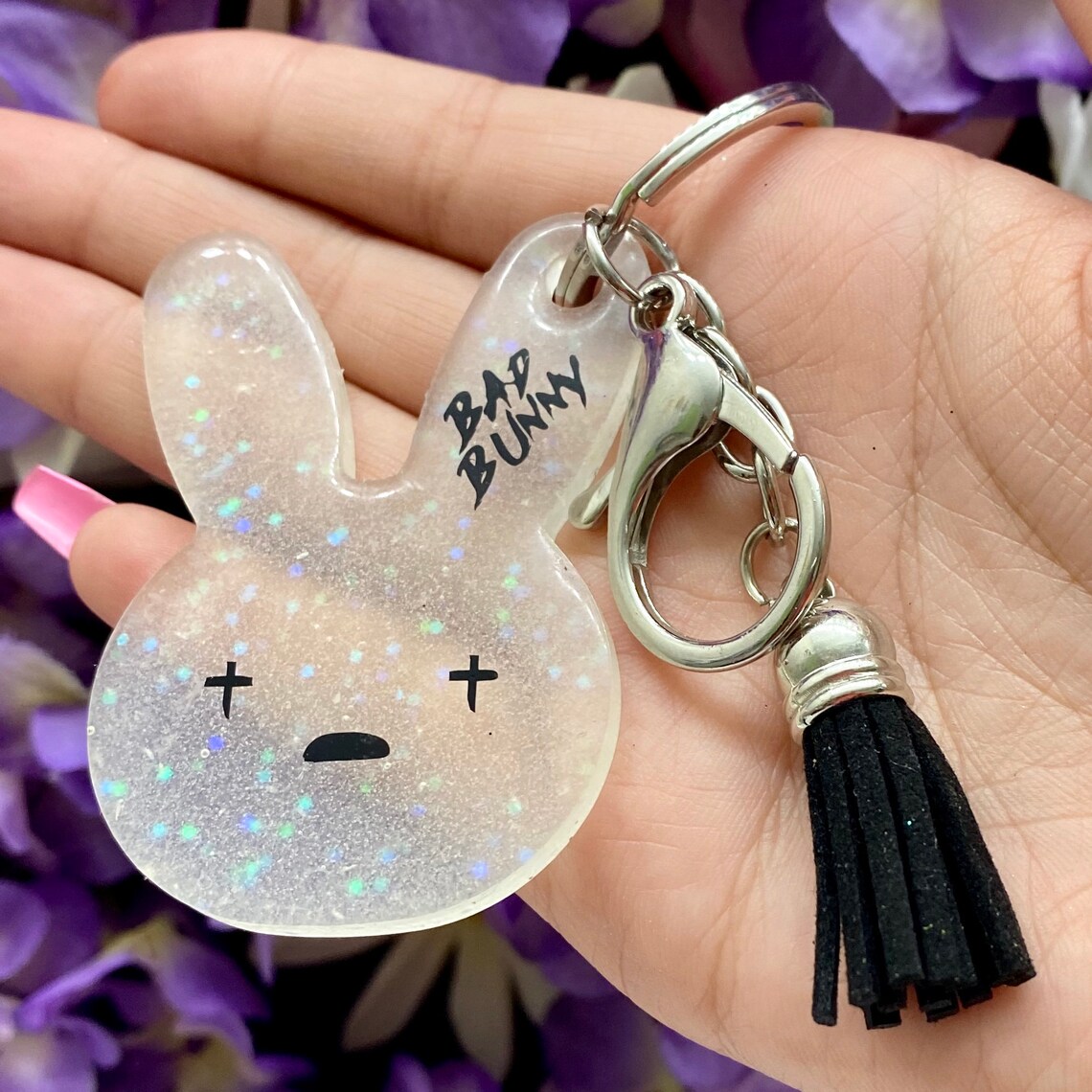 Bad Bunny Keychain, Fashion Keychain, Epoxy Keychain Etsy UK