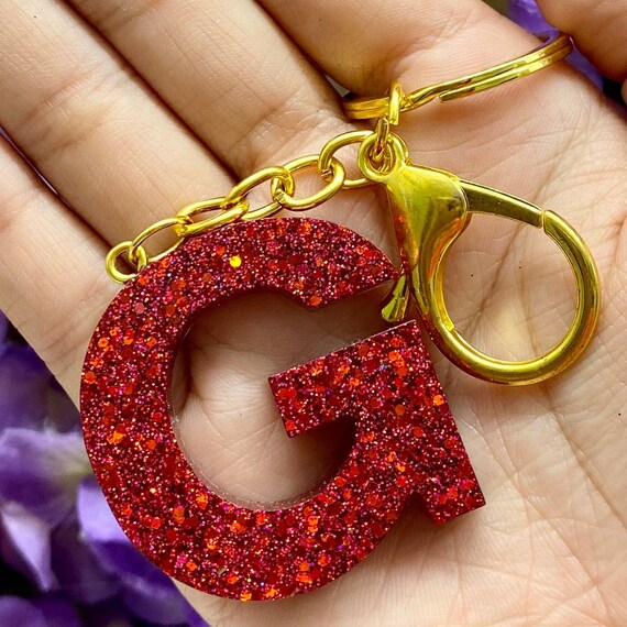 Glitter Keychain, Personalized Keychain for Women, Custom Keychain