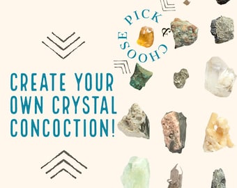 Create Your Own Crystal Concoction / Personalized Healing Crystal Set with Information Cards / You Pick and Choose