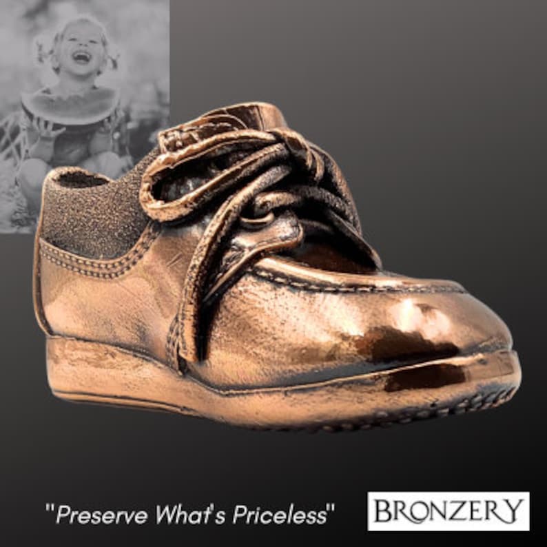Personal Baby Shoe Bronze Plated Digital Gift Certificate, Gift Baby