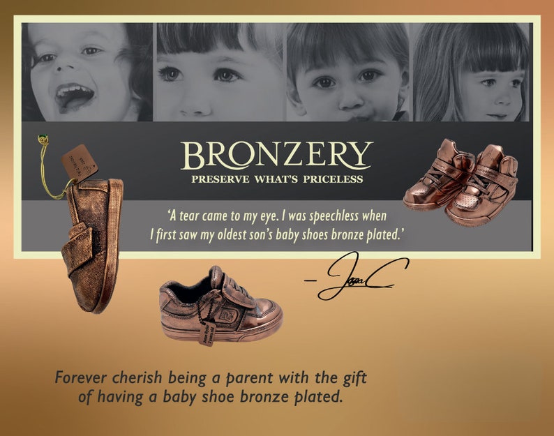 Personal Baby Shoe Bronze Plated Digital Gift Certificate, gift Baby shoes, Baby shower, gifts for parents, bronze, baby keep sakes image 1