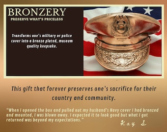 Military or Police Cover Bronze Plated into a Personal Keepsake or Retirement Gift, Unique gifts, Anniversary gifts, Military cover