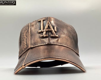 Los Angeles Dodgers Bronze Plated Ball Cap | Unique Dodgers Sports Memorabilia | MLB Dodgers Hat Artistically Preserved