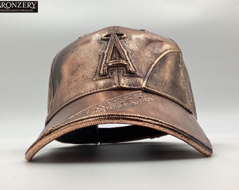 Los Angeles Angels Bronze Plated Ball Cap | Unique Angels Sports Memorabilia | MLB Angels Hat Artistically Preserved