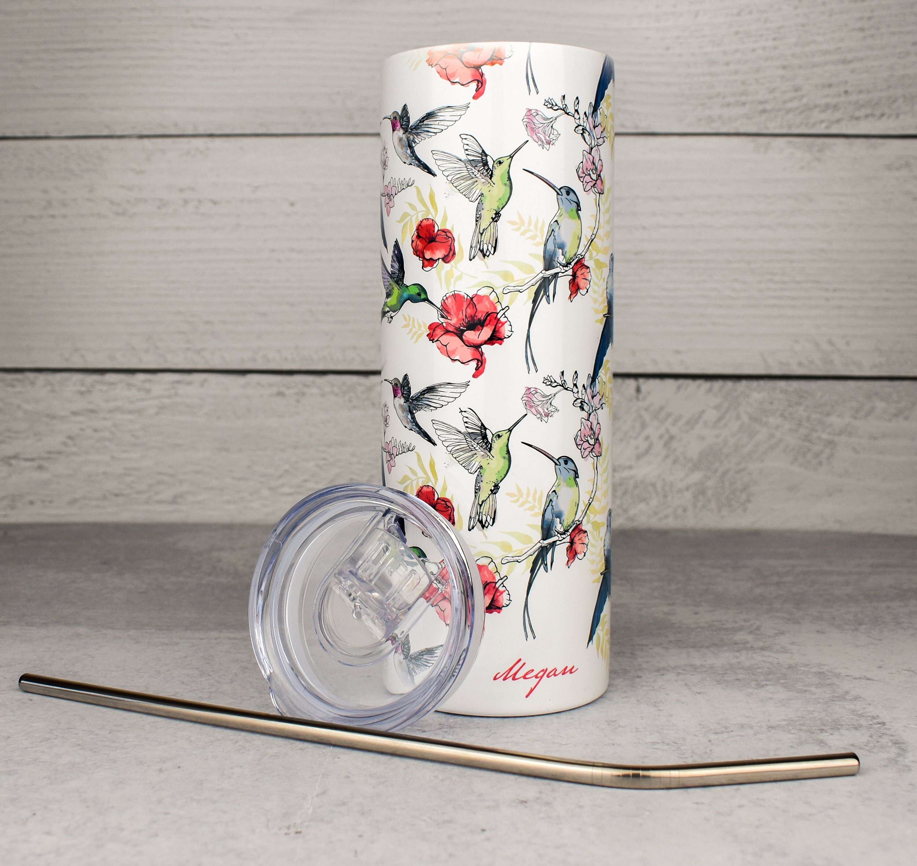 Custom Bird Tumbler Floral Personalized Travel Mug Etsy