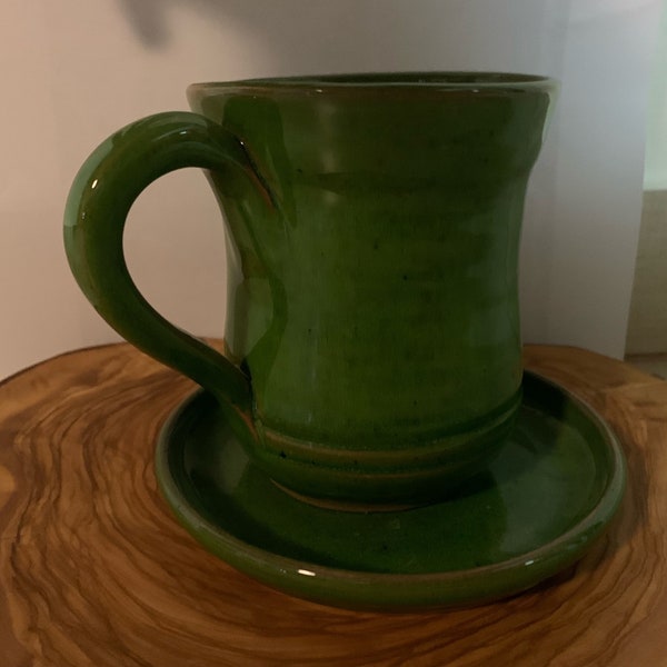 Handmade green coffee mug