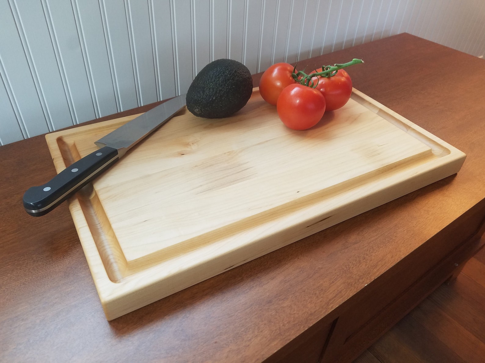 Maple Cutting Board With Juice Trough on One Side Etsy