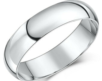 His And Her White Gold plated Men Women  Wedding band Engagement Ring  UK SELLER, Width=6mm, All Sizes unisex Brilliant Gift