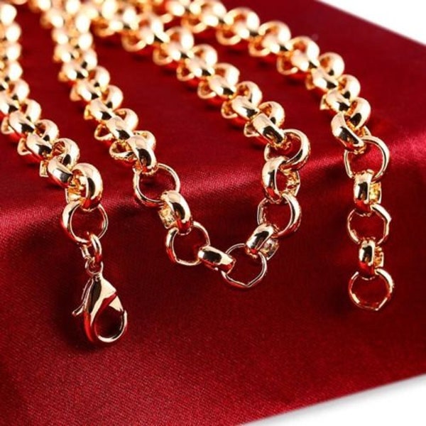 18ct 18k Gold Plated Rolled Gold Men Girl Ladies unisex Belcher chain necklace Length 20" width =7mm Lovely Gift , Uk seller