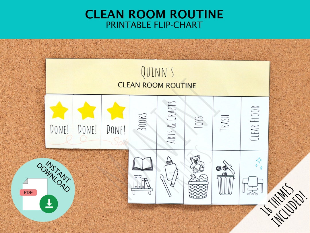 Clean Room Routine Printable Chart for Boys and Girls With Pictures ...