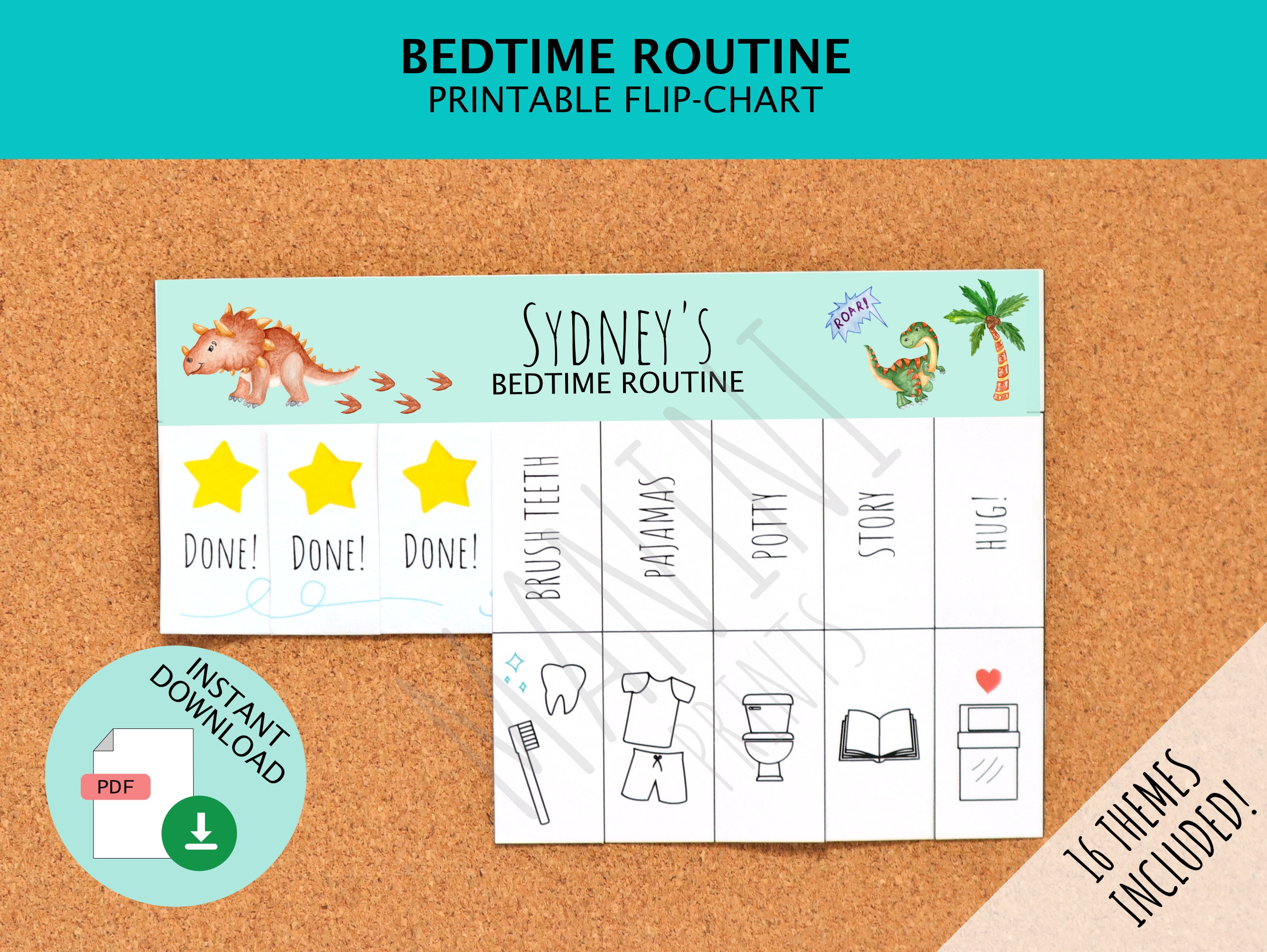 Bedtime Routine Printable Chart for Boys and Girls With Pictures ...