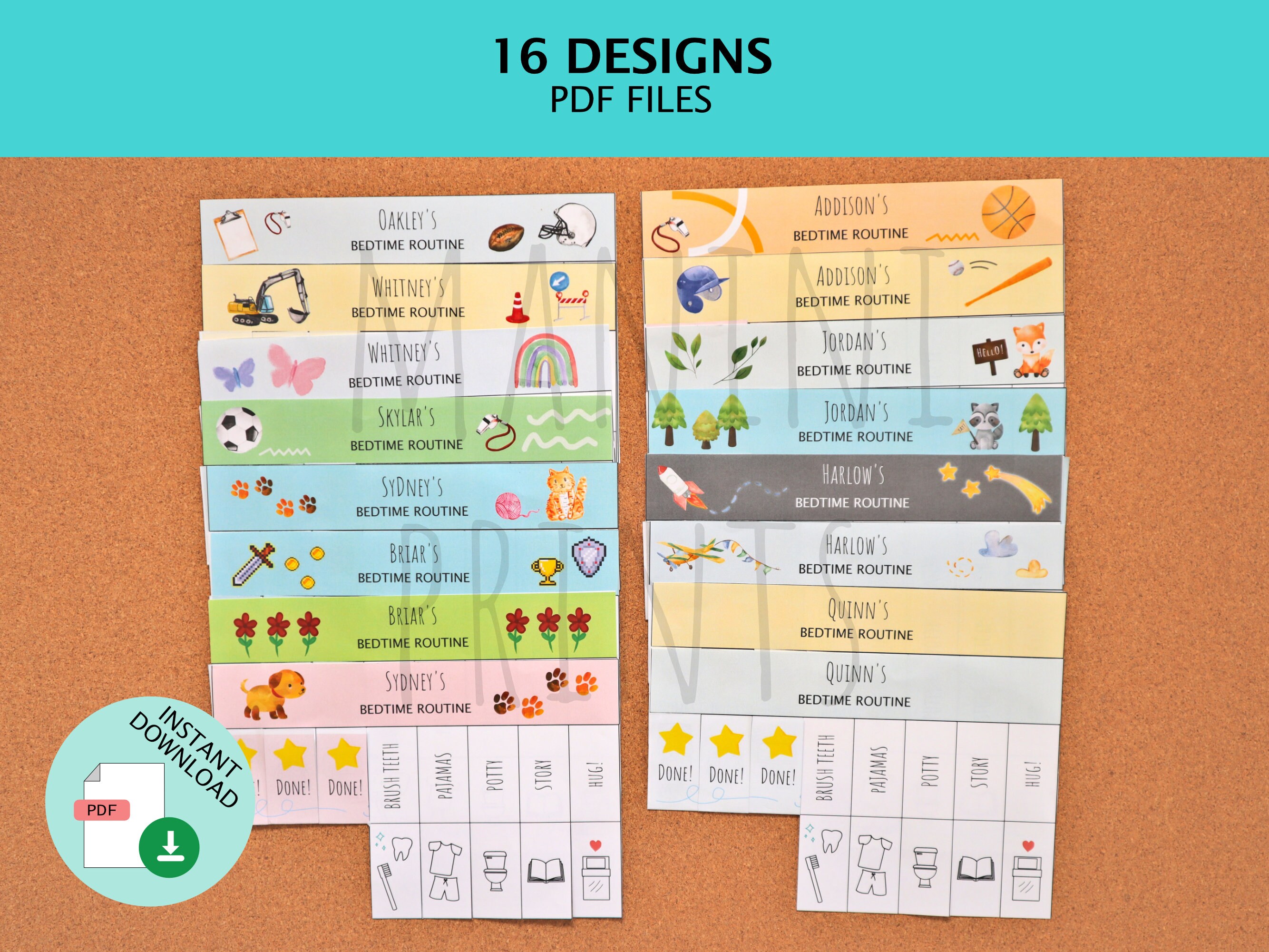 Bedtime Routine Printable Chart for Boys and Girls With Pictures ...