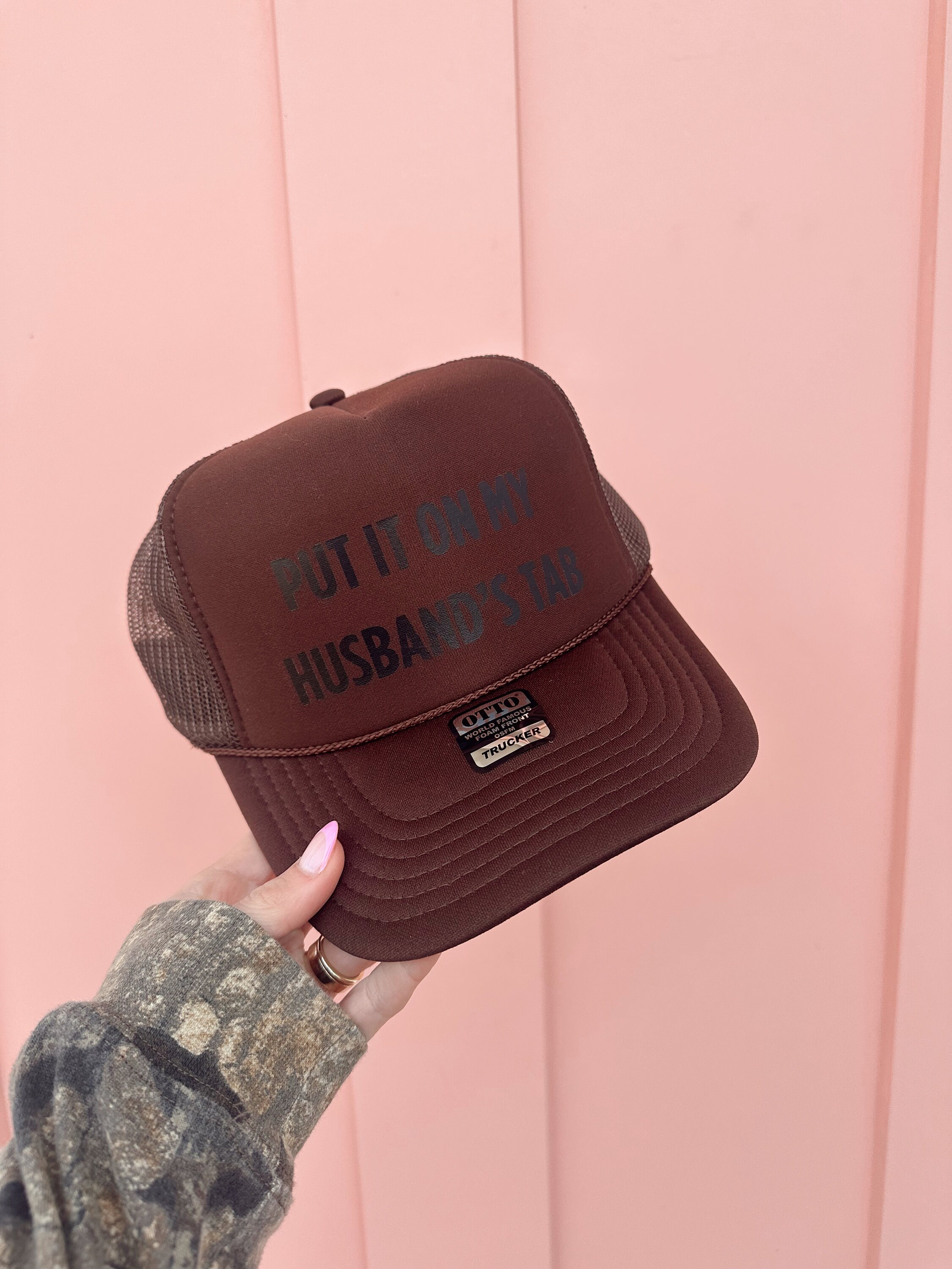 Put It on My Husbands Tab Trucker Hat | Foam Mesh Ball Cap - Etsy