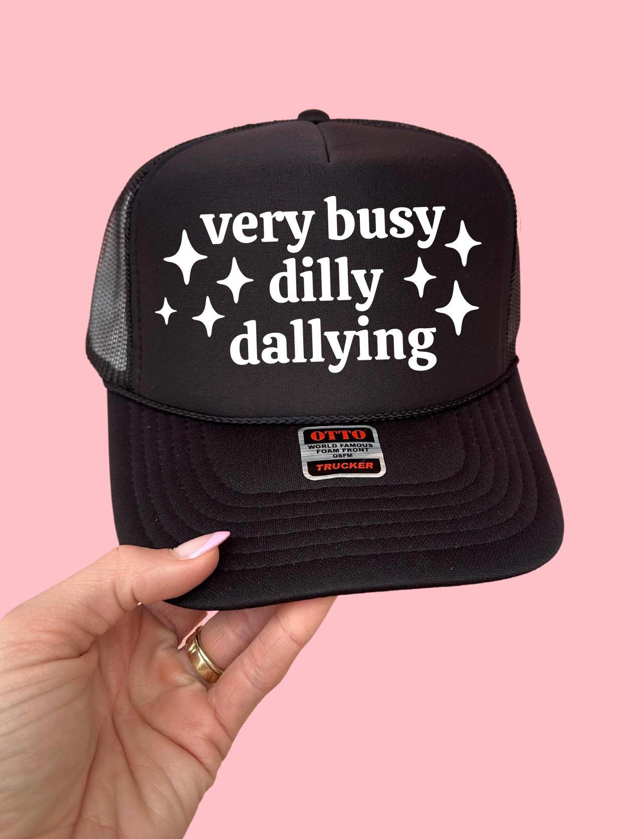 OTTO Black Trucker Hat with Cream Embroidered \'Really Busy Dilly Dallying\' Really Busy Dilly-dallying Embroidered Snapback Trucker Hat  main image 4