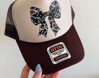Duck Camo Bow Trucker Hat | Coquette Style Hat