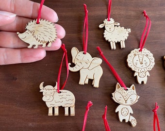 Mini Animal Ornaments and Tags for Christmas and All Occasions--Choose 6 Woodland, Forest, Pet, Zoo, Ocean, Arctic Animals