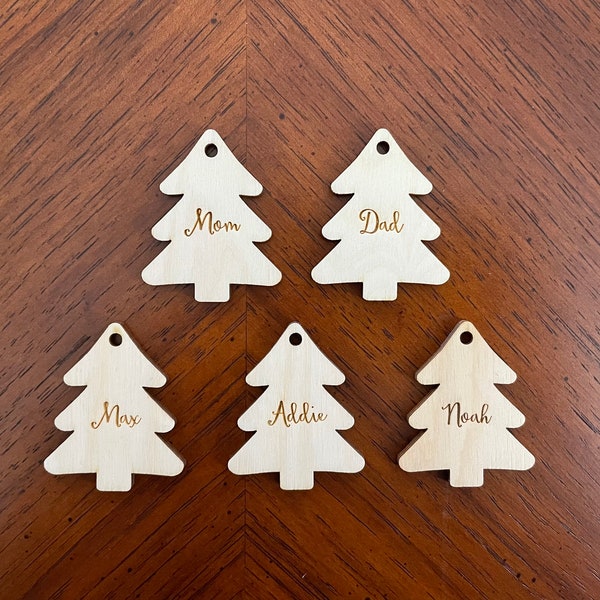 Personalized Christmas Tree Stocking Tags, Mini Ornaments, or Christmas Tags