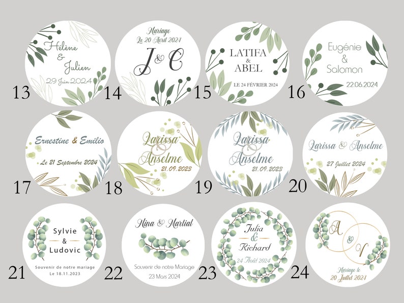 Etiquettes autocollantes personnalisées 3 diamètres au choix stickers personnalisés Mariage, EVJF, Baptême, Anniversaire baby shower ... image 2