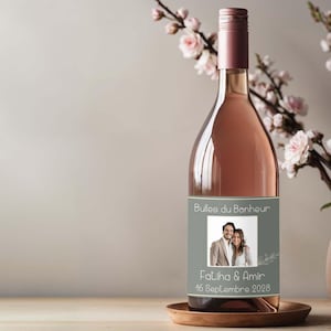 Étiquette Bouteille Mariage Personnalisée – Minimaliste & Élégante