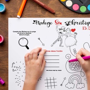 Set di 10 tovagliette personalizzate per matrimonio A3 – Giochi e colorazione per bambini