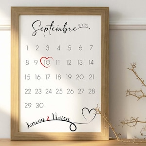 Personalisiertes Poster für Paare – Vornamen und besonderes Datum (Treffen, PACS, Hochzeit) – Wanddekor-Poster – druckbare Datei – LIV 24H