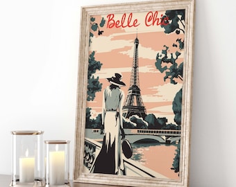poster affiche vintage Paris Tour Eiffel, Paris Eiffel tower vintage chic