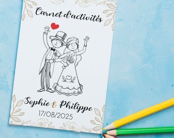 Livret d'activités de mariage pour enfants , carnet de coloriage mariage, jeux enfants mariage A6 ou A5