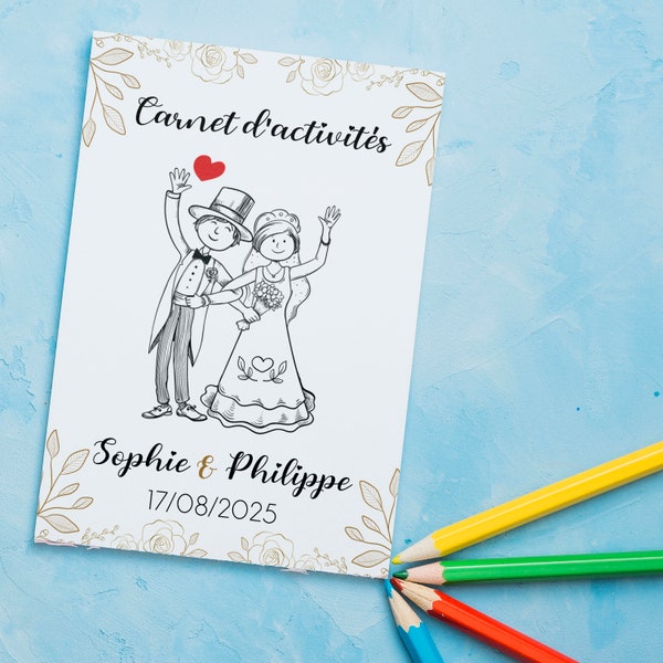 Livret d'activités de mariage pour enfants , carnet de coloriage mariage, jeux enfants mariage A6 ou A5