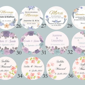 Etiquettes autocollantes personnalisées 3 diamètres au choix stickers personnalisés Mariage, EVJF, Baptême, Anniversaire baby shower ... image 3