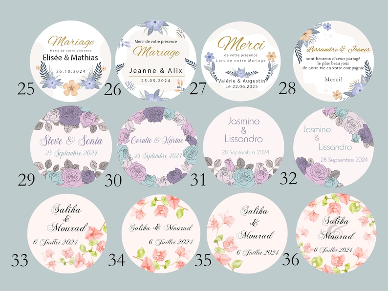 Etiquettes autocollantes personnalisées 3 diamètres au choix stickers personnalisés Mariage, EVJF, Baptême, Anniversaire baby shower ... image 3