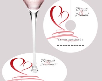 Marque verres,Marque places pied de verre pour Mariage, EVJF, Baptême, Anniversaire