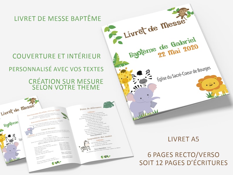 Page De Garde Baptème Livret de messe baptême personnalisé selon votre thème - Etsy France