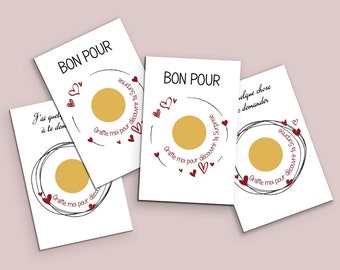 Carte a gratter bon pour avec texte personnalisable