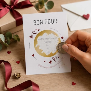 Carte a gratter bon pour avec texte personnalisable