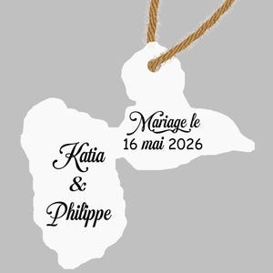 Étiquette en Forme de Carte de la Guadeloupe 971 - Personnalisable et Élégante perforées ou autocollantes