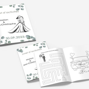 Lot de 10 livrets d'activités cahier de coloriage enfants pour mariage