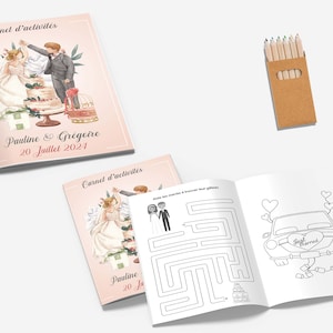 Libretto di attività per matrimoni per bambini con o senza pastelli, libro da colorare per matrimoni, giochi per matrimoni per bambini